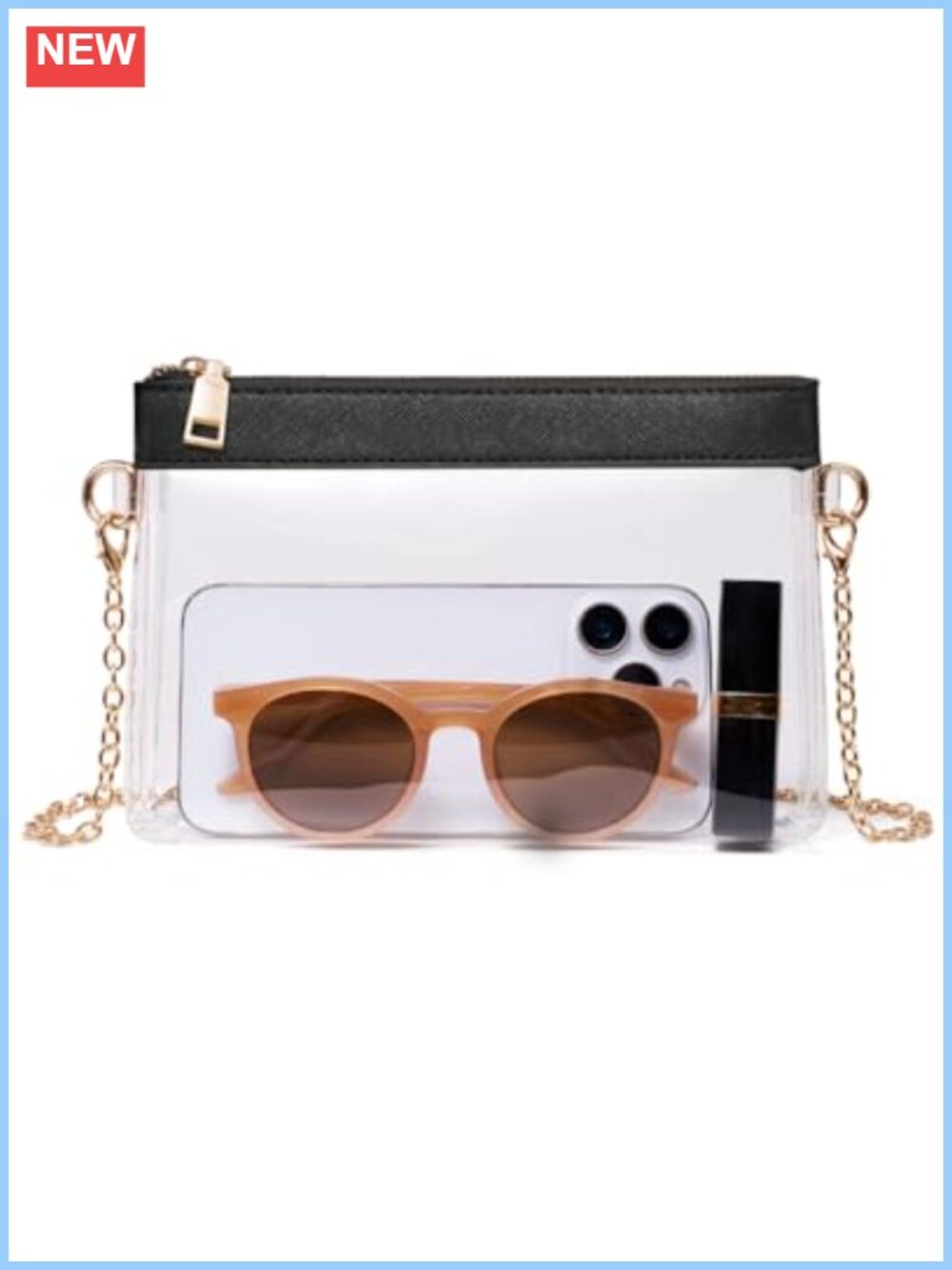 Clear Stadium Approved Crossbody Bag With Chain Strap PVC